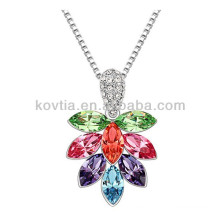 Древо жизни кулон ожерелье платина цепи ленты ожерелье цветные кристалл лист ожерелье